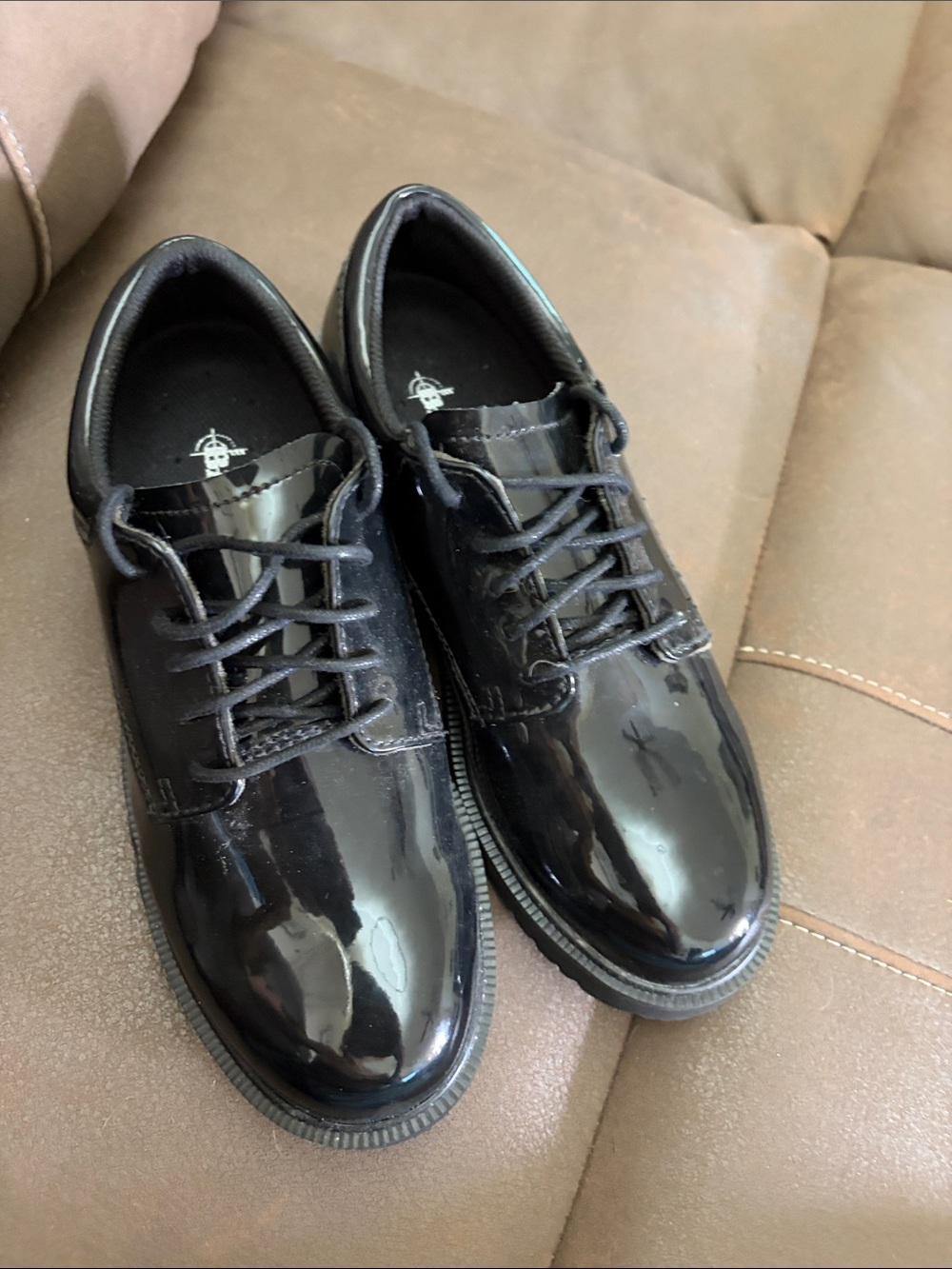 Bates Black Patent Lace-Up Flats
